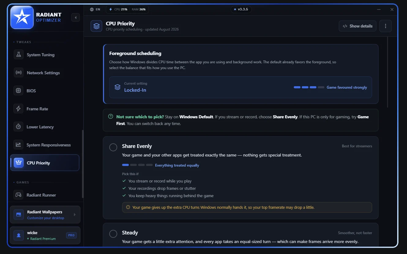 CPU Priority page in v3.3.5